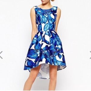 Blue Floral Chi Chi London High Low Dress US 4 UK 8